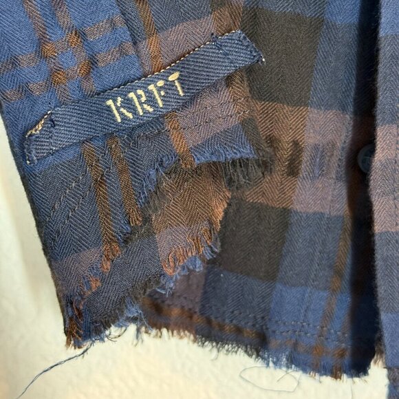 Diesel Long Sleeve Shirt Plaid Blue Brown Western Small - Picture 8 of 13